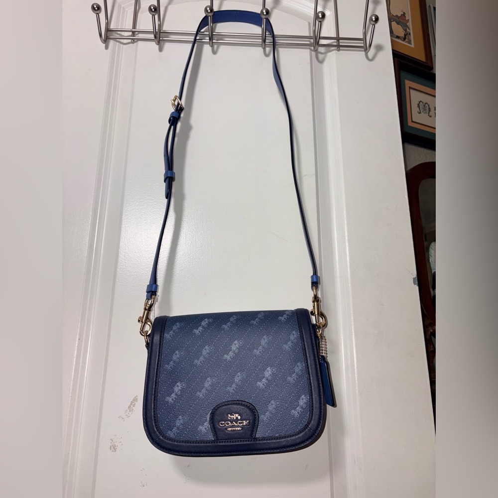 💙 Coach Saddle Bag 20 Signature Canvas & Leather Horse & Carriage C4059 - Picture 8 of 14